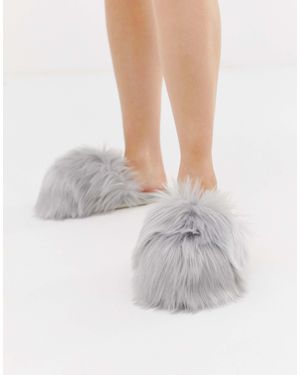 Loungeable Chaussons en fausse fourrure - Gris