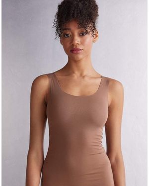Intimissimi Round-Neck Raw-Cut Cotton Vest Top - Natural