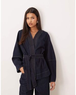 Aware Belted Wrap Front Top Co-ord - Blue