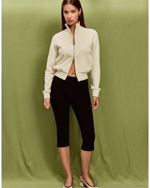 Stradivarius B09 Cropped Sweatshirt Met Hoge Hals En Rits - Groen