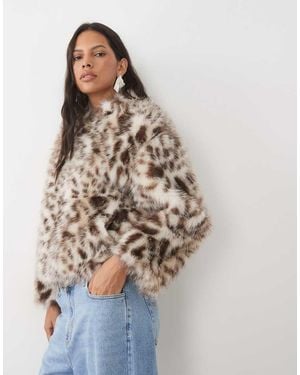 ASOS Zip Through Faux Fur Bomber Jacket - Natural