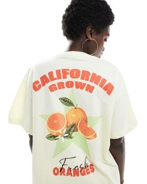Miss Selfridge Summer Fresh Oranges Graphic Oversized Tee - Multicolour