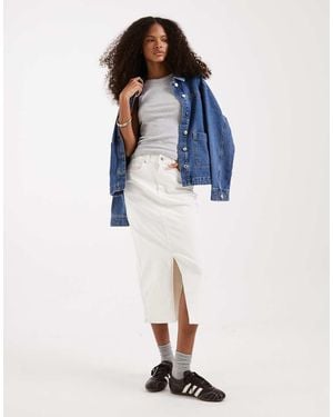 Vero Moda Denim Midaxi Skirt With Front Slit - Blue