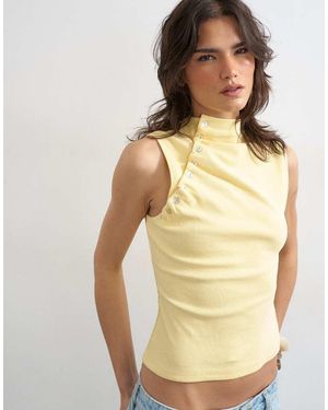 TOPSHOP Asymmetric Button Detail Sleeveless - Blue