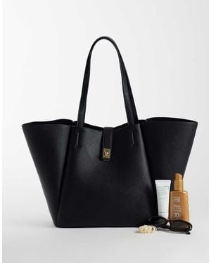 ASOS Winged Tote Bag With Lock Detail - Black