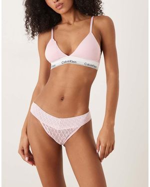 Calvin Klein Modern Lace Low Rise Bikini Brief - Brown