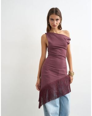 TOPSHOP Tassel Hem Asymmetric Top - Purple