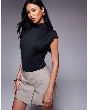 ASOS Body Con Cuello Alto Y Mangas De Casquillo De - Azul