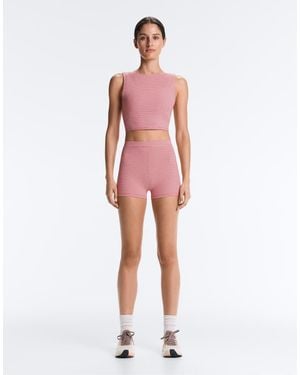 Oysho Comfortlux High-rise 5cm Striped Hot Trousers - Pink