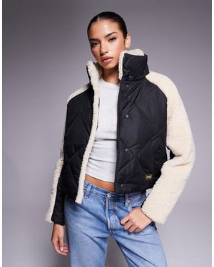 Barbour Oversized Quilted Jacket With Fleece Sleeves - Blue