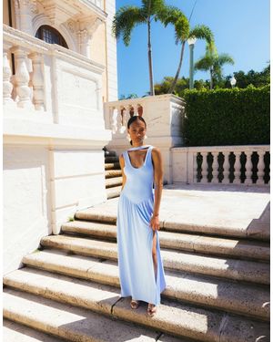 ASOS Slinky Maxi Dress With Scarf Detail - Blue