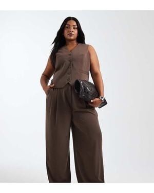 ONLY Wide Leg Tailored Trousers Co-Ord - Brown