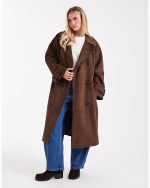 Miss Selfridge Suedette Trench Coat - Blue