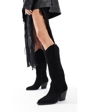 OFF THE HOOK – 'texas' marcia – knöchelhohe cowboystiefel aus em wildleder mit blockabsatz - Schwarz