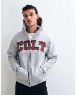 Colt MCR Colt Sudadera Con Capucha Con Cremallera Y Logo Arco, Corte Estándar, Claro - Gris