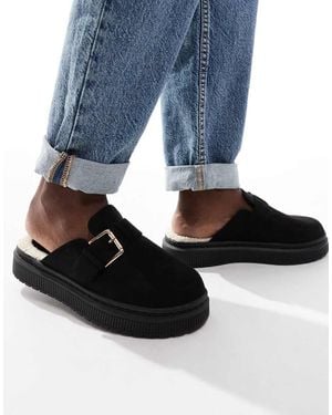 London Rebel Sabot Neri Con Fibbie - Blu