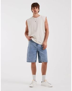 Blend Loose Fit Denim Shorts - Blue
