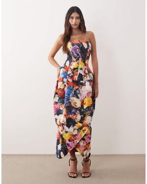 ARRANGE Structured Volume Bandeau Midi Dress - White