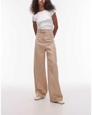 & Other Stories Fluid Wide Leg Trousers With Eyelet Belt - Natural