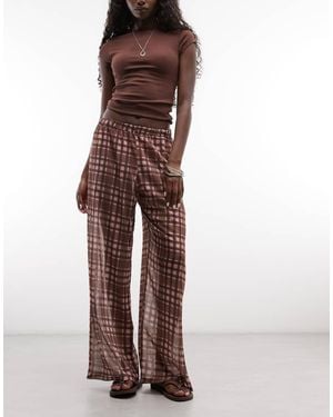 Reclaimed Vintage Sheer Wide Leg Trousers - Brown