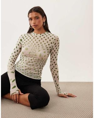 AFRM Kaylee Top A Maniche Lunghe - Neutro