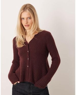 Y.A.S Peplum Waist Knit Cardigan - Purple