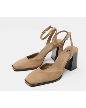 Pull&Bear Slingback Schoenen Met Blokhak - Naturel
