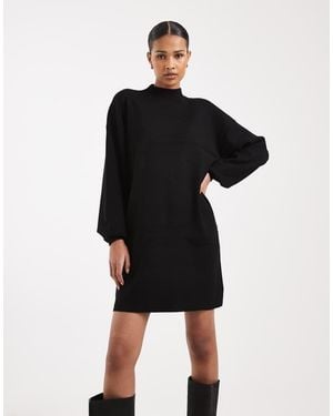 Vero Moda Knitted Funnel Neck Mini Dress - Black
