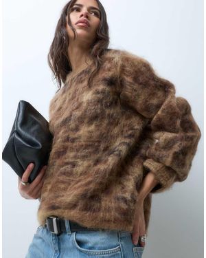 & Other Stories Fluffy Wool Blend Knitted Jumper - Brown