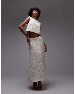 Mango Midi Rok Met Textuur - Grijs