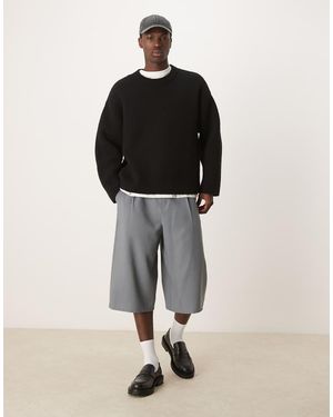 ASOS Jorts Eleganti Grigi Con Pieghe - Nero