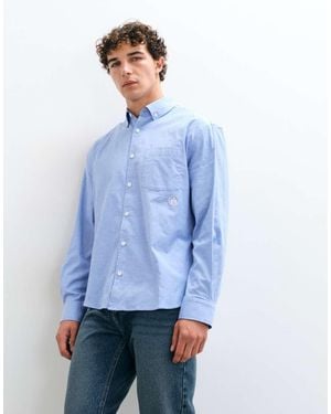 ASOS Oversized Geborduurd Overhemd Met Ronde Zoom - Blauw