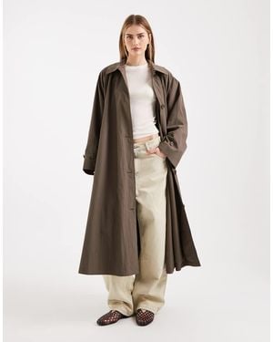 ASOS Premium Oversized Kimono Sleeve Trench Coat - Natural