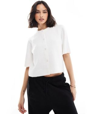 Pieces Soft Knit Short Sleeve Cardigan - White