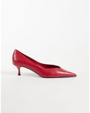 Mango Pump Met Lage Hak - Rood