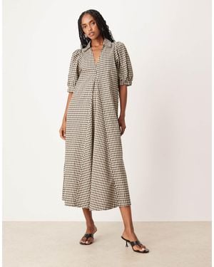Y.A.S A-line Plaid Midi Dress - Natural