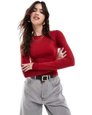 Pull&Bear Polyamide Sculpt Long Sleeved Top - Red