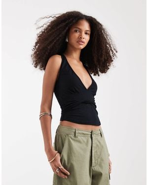 Motel August Plunge Tank Top - Black
