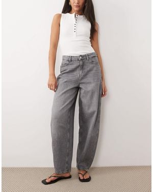 Jdy Susie Mid Waist Barrel Jeans - Gray