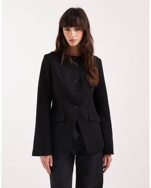 Gina Tricot High Neck Shaped Blazer - Black