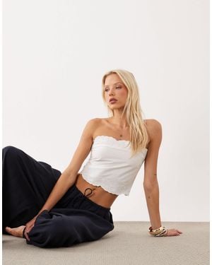 ASOS Embroidered Hem Co-ord Bandeau - White