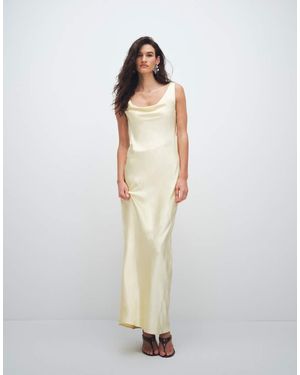 4th & Reckless Satin Cowl Neck Lace Back Maxi Dress - White