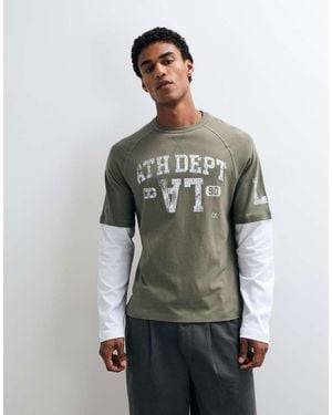 ASOS T-Shirt Relaxed Con Maniche Raglan Doppie E Grafica - Verde