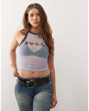 Collusion Mesh Graphic Tank - Blue