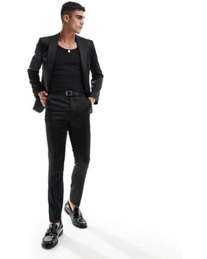 Twisted Tailor Pantalones De Traje Negros De Corte Pitillo Draco De (Parte De Un Conjunto)
