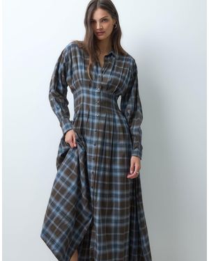 ASOS Asos Design Tall Midi Shirt Dress With Nipped Waist - Blue