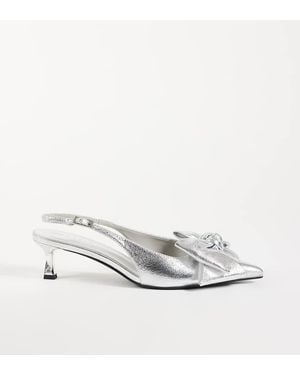ASOS Wide Fit Stardust Bow Detail Slingback Kitten Heels - White