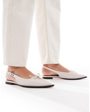 schuh Lorie Lace Up Detail Pointed Toe Slingback Sandals - White