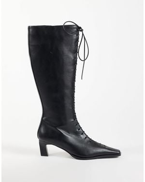 ASOS Cullen Lace Up Heeled Knee Boots - Black