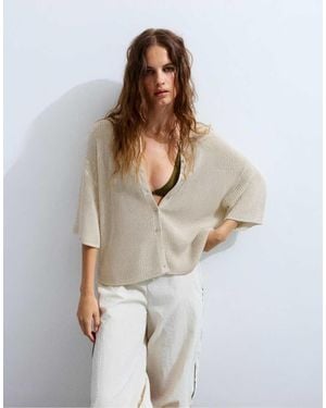 Pull&Bear Cardigan A Maniche Corte Con Bottoni - Bianco